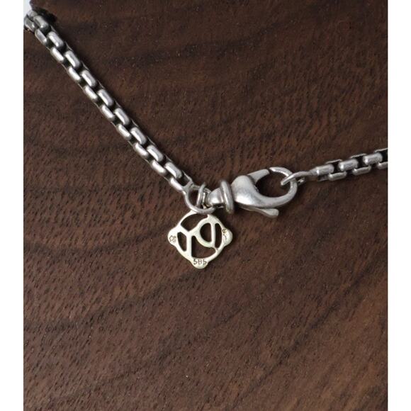 David Yurman Sterling Silver & 14k Box Chain Necklace 14.5G / 18in / 2.6mm - Picture 6 of 7